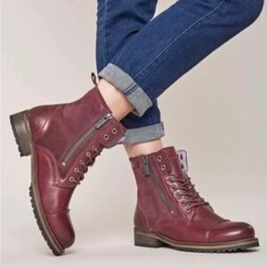 MOSHULU BURGUNDY Bardsey Ankle Biker Boots 40